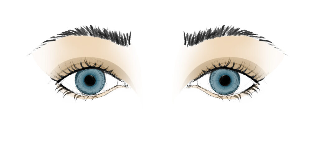 blaue Augen Brille